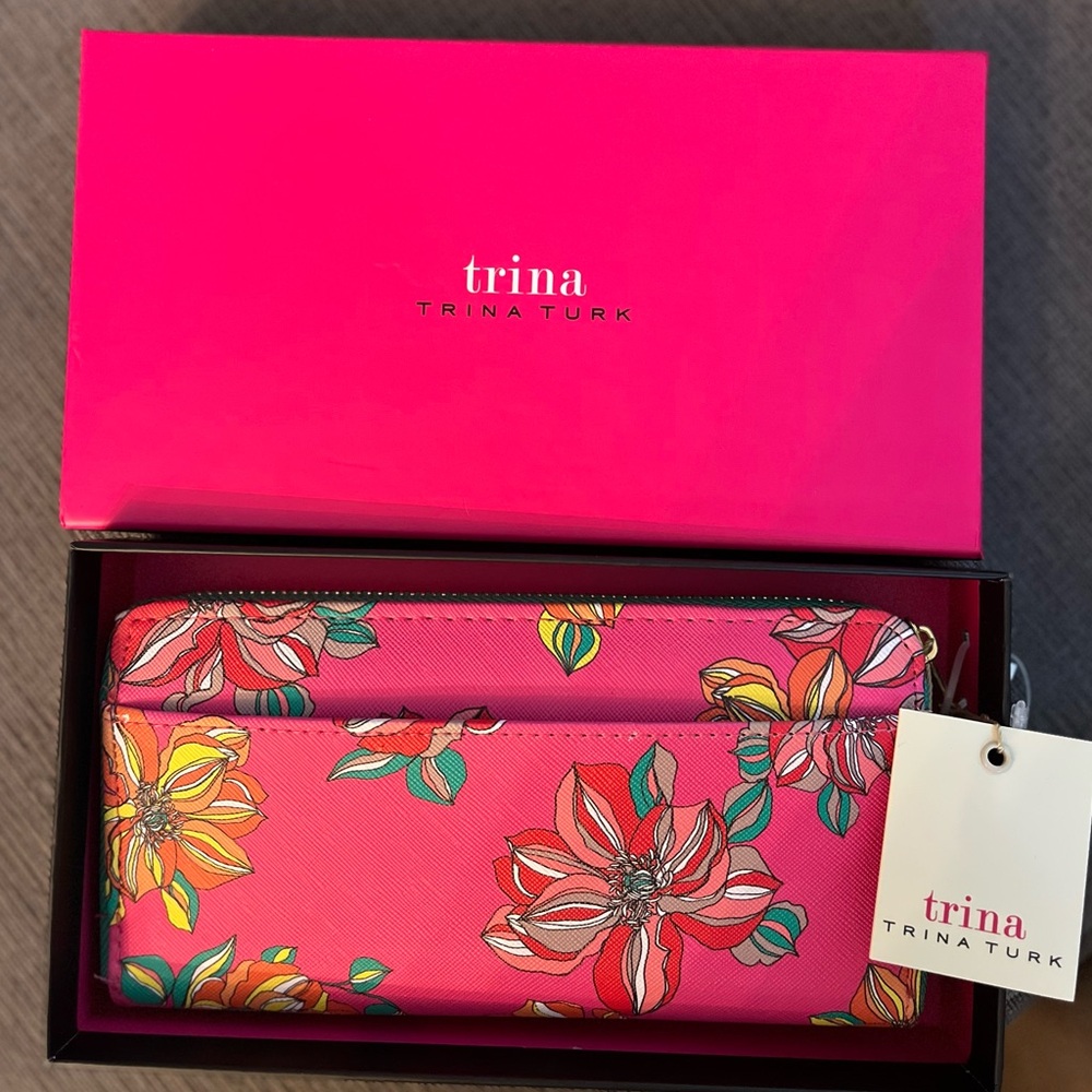 Trina Turk pink floral long full wallet. Multi colored. New in box